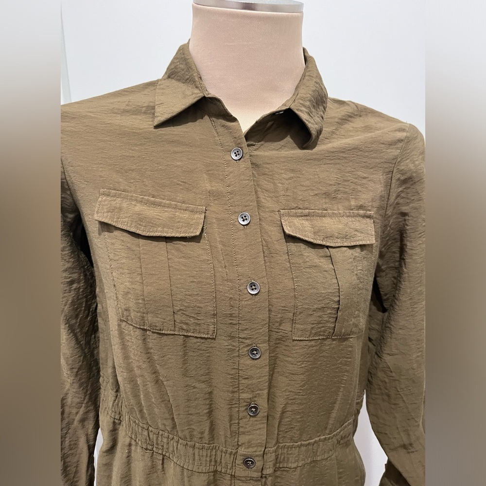 Maeve Anthropologie Olive Green Button Up Dress - Picture 3 of 9